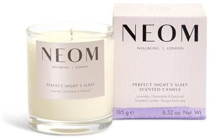 NEOM- Perfect Night's Sleep Scented Candle, 1 Wick, Lavender & Jasmine, Essential Oil Aromatherapy Candle, Scent to Sleep