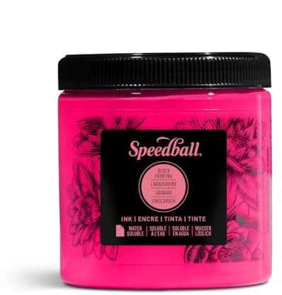 Speedball Water-Soluble Block Printing Ink, 8-Ounce Jar, Fluorescent Magenta