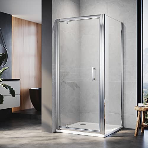 ELEGANT 900x760mm Pivot Shower Enclosure with Tray 6mm Glass Shower Cubicle Reversible Screen Panel Door