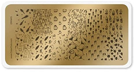 Color Club Drinks Nail Art Stamping Template Tool Kit 12 Designs Nail Plate Manicure Image for Nails