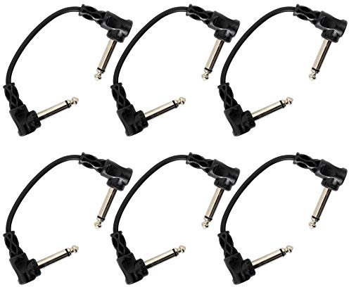 Hosa CFS-606, Guitar Patch Cable, Molded Right-angle to Same, 6 in, 6 pc