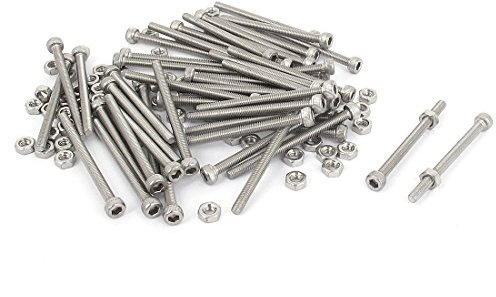 sourcing map M3 x 40mm moleté Tête hexagonale Socket Cap Vis Boulons Écrous 50pcs