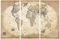 1art1 Karten Poster Weltkarte, Edition 2011, Old Style, In Englisch, 3-Teilig Bilder Leinwand-Bild Auf Keilrahmen | XXL-Wandbild Poster Kunstdruck Als Leinwandbild 180x120 cm