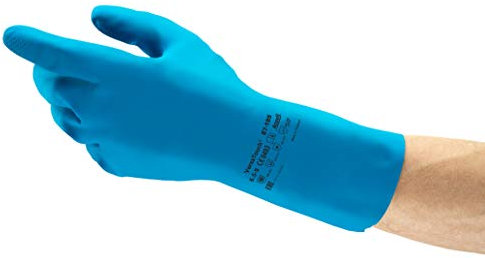 Ansell AlphaTec 87-195 Chemikalienschutz-Handschuhe, Mehrzweck-Arbeitshandschuhe, Zugelassen für Lebensmittelkontakt, Extradünn für Exzellente Tastsensibilität, Größe L (12 Paar)