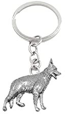 Porte-clés Berger allemand PP-D09 en étain anglais fin sur anneau fendu