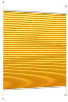 DécoProfi Plissee ohne Bohren Melonengelb 55cm x 220cm I Verspannte Plissees nach Maß mit Klemmträger/Klemmfix I Blickdichte Innenrahmen-Plissees zum Klemmen