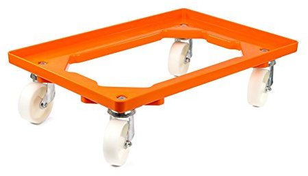 aidB Kunststoff Transportroller Offen - Orange - mit Kunststoffräder, 4 Lenkrollen - Einzel