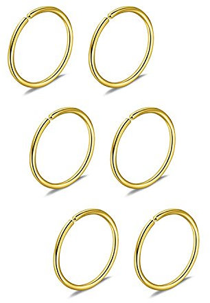 6er Nasenpiercing Nasenring Fake Nasen Hoop Ring 22G 20G 18G 16G 6/8/10/12mm Chirurgenstahl Piercing Schmuck