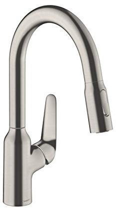 hansgrohe Focus M42 Miscelatore cucina monocomando 180, doccetta estraibile, 2 getti, sBox, acciaio inox, 71821800