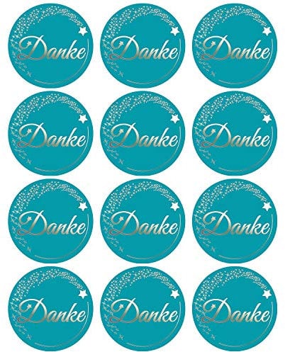 Oblique Unique® 12 Sticker zum Danke Sagen Aufkleber für Hochzeit Jugendweihe Konfirmation Gastgeschenk Geschenkdeko - wählbar (Blau - Danke)