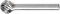 PFERD HM-Frässtift, Kugelform KUD, Zahnung ALLROUND, Frässtift-ø 12mm, Schaft-ø 6mm, Länge 51mm, 21001008 – für den vielseitigen Einsatz auf den wichtigsten industriell verwendeten Werkstoffen
