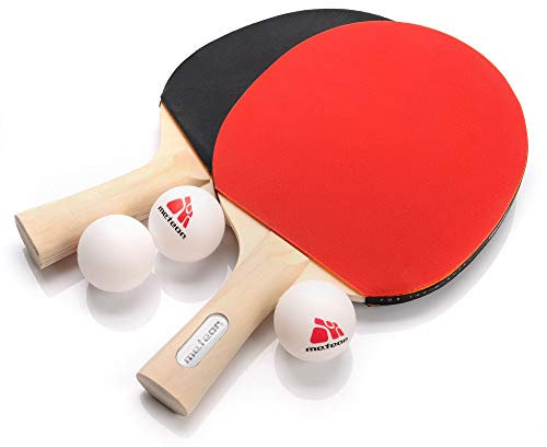 meteor Tischtennis-Set Zwei Schläger und DREI Bälle Tischtennisschläger Paddel Komfortabler Griff Für die Schule Zu Hause Sportverein Büro (Schwarz)