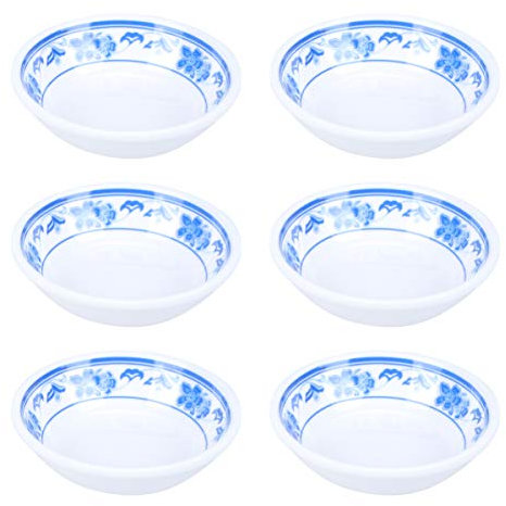 DOITOOL 6pcs Asian Chinese Japanese Melamine Sauce Dish Soy Sauce Dipping Bowls Appetizer Plates Side Dishes (Blue and White)