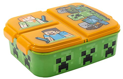 Stor Minecraft | Kinder 3-Fach-Sandwich-Box - Kinder-Lunch-Box - Snack-Halter - dekoriert Lunch-Box Estándar