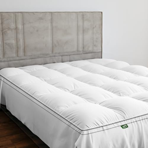 Sleep Mantra Cooling Mattress Topper Single - Thick and Soft - Luxury - 100% Pure Cotton, Water Repellent Pillow Top, Deep Pocket Skirt