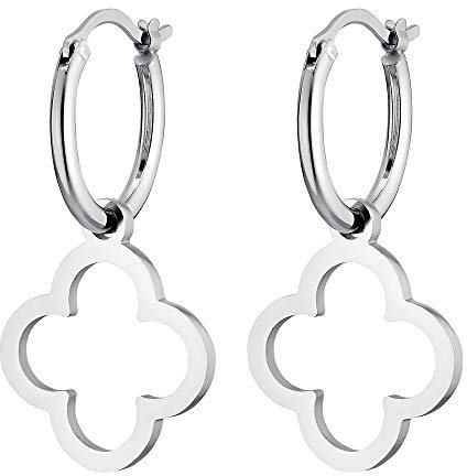 Heideman Ohrringe Jona Damen - aus hochwertigem Edelstahl - silber gold rosegold farbend poliert - Ohrschmuck für Frauen - Creolen mit Anhänger in Kleeblatt Form