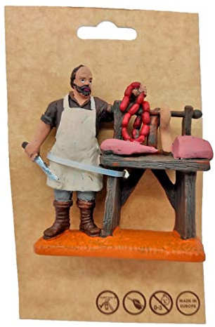Acan Tradineur - Figura de Carnicero para belén navideño 8,5 x 9 cm, durexina, Figura Decorativa oficios Nacimiento, Pesebre, Navidad, decoración Tradicional