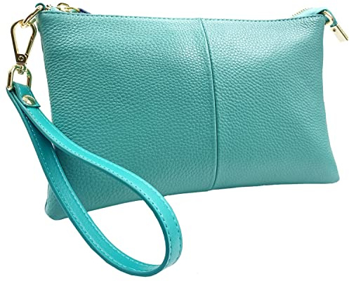Beurlike Leather Wristlet Wallet Clutch Purses For Women Small Crossbody Phone Bags (Teal)