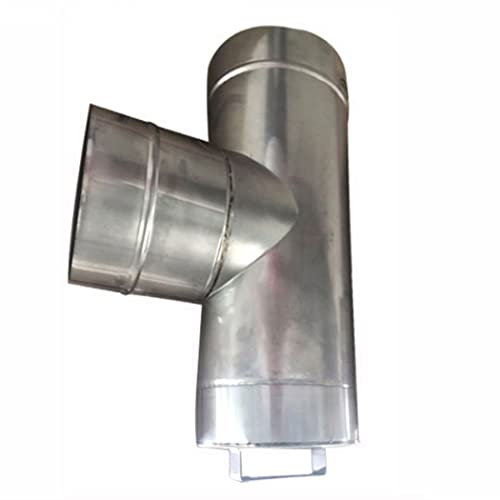 0℃ Outdoor Schornstein - Anschluss T-stück zus Feueraluminiertem Stahl, Rostfreies Rauchrohr Als Verbindung Zwischen Ofenrohren, Abgasrohr Aus Stahl mit Hitzebeständiger Beschichtung,Silber,D150mm