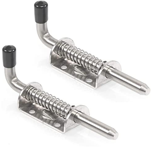 Jzhen 2pcs Verrou à Ressort, Verrou Porte de Garage, Verrou Porte Coulissante Boulon, Serrure de Porte Abri de Jardin, en Caoutchouc, avec Suspension, Galvanisé