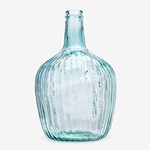 Garrafa de Vidrio Damajuana Artesanal 4L Diseño Rayado Color Transparente - Botella o Garrafa de Cristal Estilo Mediterráneo para Decoración de Hogar como Jarrón o Florero