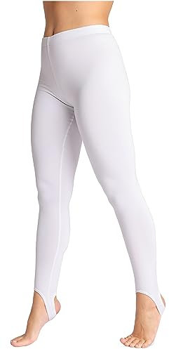 Bellivalini Damen Thermoleggings Leggings mit Fütterung Winterleggings mit Steigbügel BLV50-274 (Weiß, S)