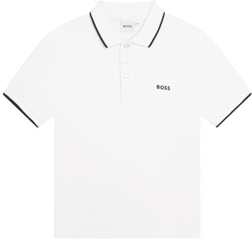 BOSS - Polo Manches Courtes Blanc 100% Coton 12ANS