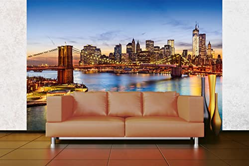 Papier peint photo non tissé New YORK City Panoramia - 375 x 250 cm (avec colle) - Papier peint non tissé - Papier peint mural - Pour salon, chambre, bureau, cuisine - Prêt à être monté
