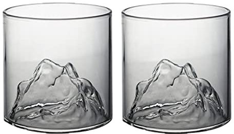 EdirFtra Ensemble de 2 Verres à Whisky, Lunettes de Whisky de Montagne, Verres à Whisky écossais, Verres à Whisky en Cristal, Verres à Whisky, Bourbon, Negroni Whisky,300ml