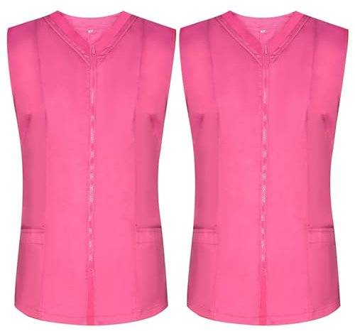 MISEMIYA - Paquete 2 Unidades - Camisa Sanitaro Mujer Sin Manga Uniformes Limpieza Uniformes Medicos Clinica Veterinarias 2-818 - M, Rosa