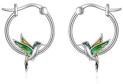 Kolibri Ohrringe Creolen für Damen 925 Sterling Silber Tier Mädchen Ohrringe Schmuck Geschenke für Mädchen (Kolibri)