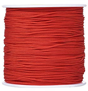 Cheriswelry - Filo di nylon intrecciato setoso cinese, ideale per perline, macramè, gioielli fai da te, 0,8 mm, rosso, 91 metri