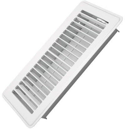 Howeall Registro de piso de 4 x 10 pulgadas, rejillas de ventilación de acero resistente, palanca de suministro de aire de fácil ajuste, cubiertas de ventilación para el hogar (blanco)