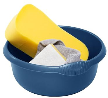 28Cm 5L Litre Capacity Light Weight Round Stylish Plastic Washing Up Bowl For Kitchen Sink, Basin Organiser (Navy Blue)