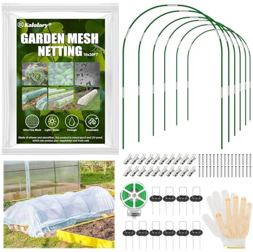 Kalolary Garden Hoops for Raised Bed, 10 × 30FT Summer Plant Covers Fiberglass Greenhouse Hoops Grow Tunnel for Garden Netting Spring Plant Protection DIY Kit for Plant Box