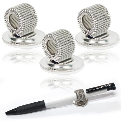 Elkuaie 3 Pieces of Self-adhesive Single Pen Clip Storage Clip, with Adjustable Spring Ring Self-adhesive Pen Clip, Can Be used for Refrigerator Whiteboard Erasing Board Bulletin Board