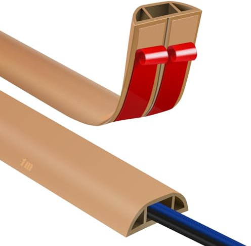 Kabelkanal Selbstklebend Boden Kabelbrücke 1M Fussboden Kabelkanal Flexibler PVC Bodenkabelschutz, Kabelabdeckung zum Büro, Konzert usw, Kabelschutz und Verhinderung von Stolperfallen