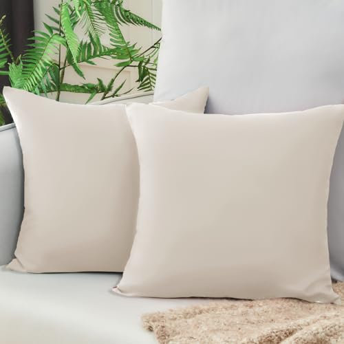 Vielit Sofa Kissenbezug 40x40 Beige Weich Kopfkissenbezug 40x40 2er Set Mikrofaser Kissenbezüge 40x40 Kissenhülle Für Kissen 40x40cm Öko-Zertifikat Resistent Hypoallergen