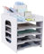 IOUGDSEC Letter Tray Desk Organiser with Filing Trays, 5 Tier Paper File Tray with Pen Holder For Office Desk, A4 Desk Tidy Organiser File Document Holder For Office Home School, White