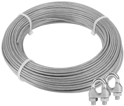 MAHIONG Tendedero Resistente de 100 m, 3 mm de Grosor, Acero Inoxidable con Cubierta de PVC, Cuerda de Metal Resistente a la Intemperie para Exteriores