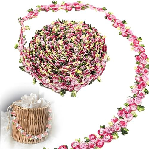 FDCGAS borten und bänder zum nähen - 5Yard Florale Spitzenborte Blumen Spitzenband Spitzenborte Zierband Borten Bänder Borten Und Bänder Zum Nähen,Für Verzierungen,Kleidung,DIY