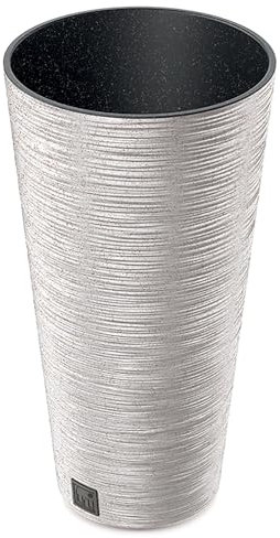 Pflanzsäule aus Kunststoff H 57,5 cm inkl. Innentopf - wetterfest und witterungsbeständig - Pflanzgefäß Kunststoff - Pflanzkübel für den Außenbereich - Rund Ø 30 cm/H 57,5 cm, Farbe eco-Weiß