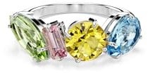 Swarovski Gema Ring, Mehrfarbiger, Rhodinierter Damenring mit Strahlenden Kristallen in verschiedenen Schliffen