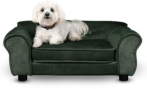 MG Design Haustiersofa in Dunkelgrün – stabiles Holzgestell, weich gepolstert, pflegeleicht – Hundesofa & Katzensofa, fertig montiert