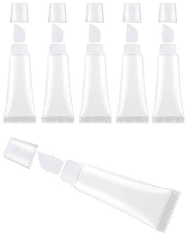 IPNSDON 10 Stück Lipgloss-Tuben, 10ml, 15ml leere Lipgloss-Tuben, weiche klare Lippenbalsam-Tuben, füllbare Lippenbalsam-Behälter, für Reise-Toilettenartikel, Kosmetik, Make-up