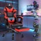 ALFORDSON Massage-Gaming-Stuhl, 150° Neigung, ergonomischer Chefsessel, PU-Leder mit Fußstütze, höhenverstellbar, Rennstuhl, 180 kg Tragkraft, Rot