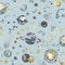 Planets and Space Blue Wallpaper - Universe Stars Meteor Moon - Textured Stylish Children's Room Feature Wall