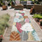 Teppich-Traum Teppich Innen- und Außenteppich Flurläufer Terrasse Balkon Garten blumig in rechteckiger Form Jute-Look bunt 80 x 300 cm