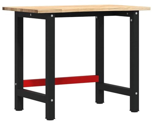 vidaXL Werkbank 100x60x81,5 cm Massivholz Eiche, Arbeitstisch, Werkzeugbank, Werkbank Massivholz, Werktisch, Werkbank Holz, Werkbank Metall