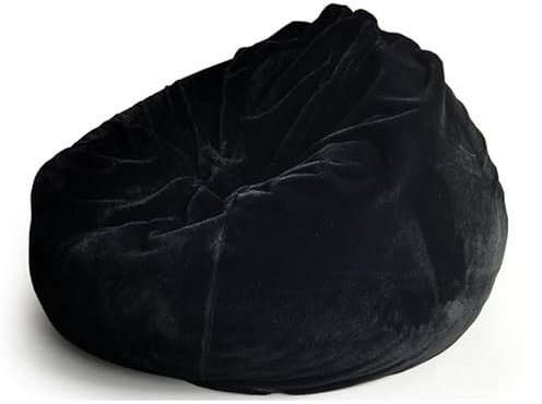 Luxuriöser flauschiger Sitzsack für Erwachsene, extra groß, schwarz, Sitzsack für Wohnzimmer, Plüsch und bequeme Sitzmöglichkeit, 70 cm x 80 cm